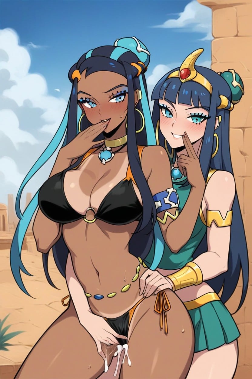 Tits Grabbed From Behind, Nessa From Pokemon From Behind, Rounded Breast Hentai AI Porn