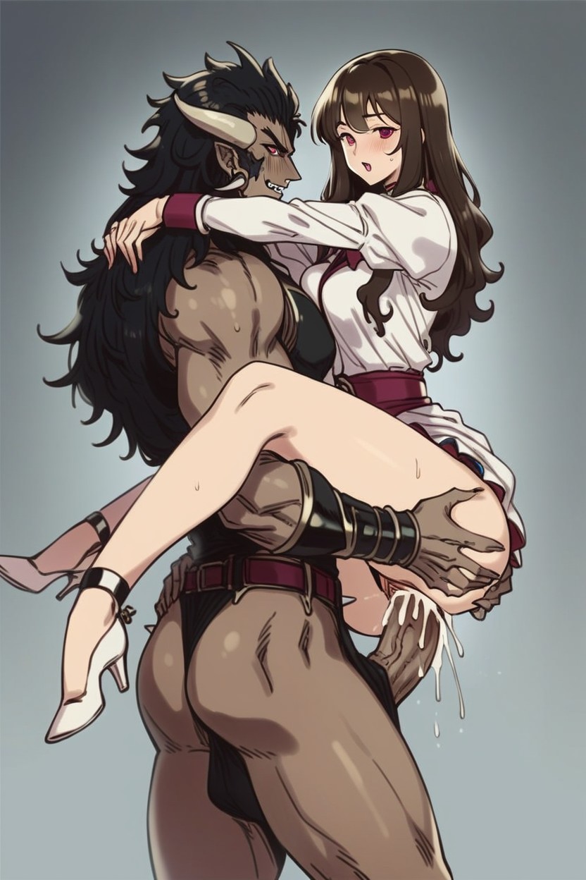 Brunette, Ojos Dorados, Explosión De Semen Hentai AI Porn