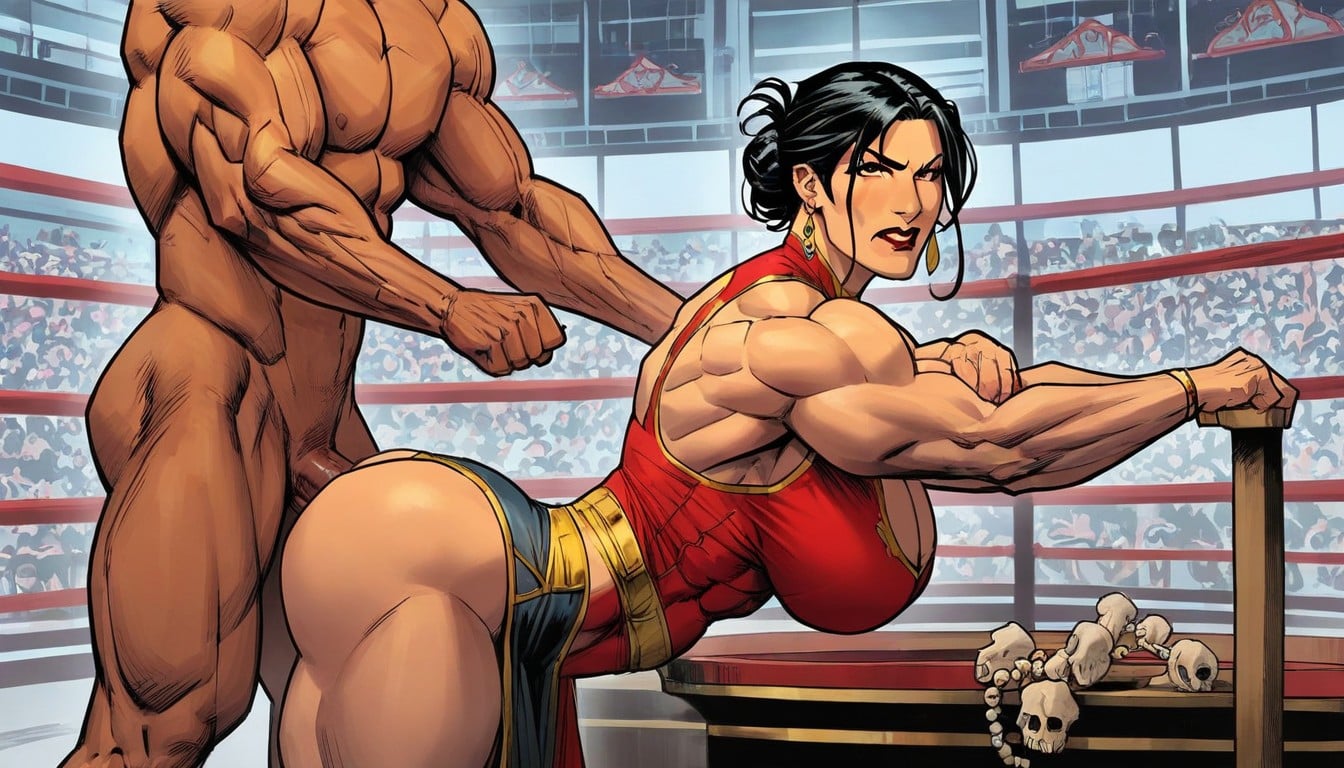 Octagon Fighting Arena, Muscular, Firm Buttocks MILF AI Porn