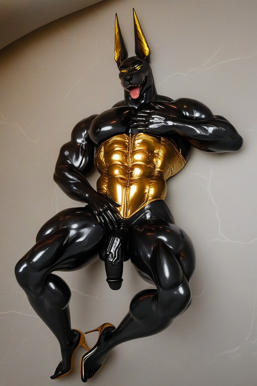 Gold Latex, Latex, Glistening Pornografia peluda com IA