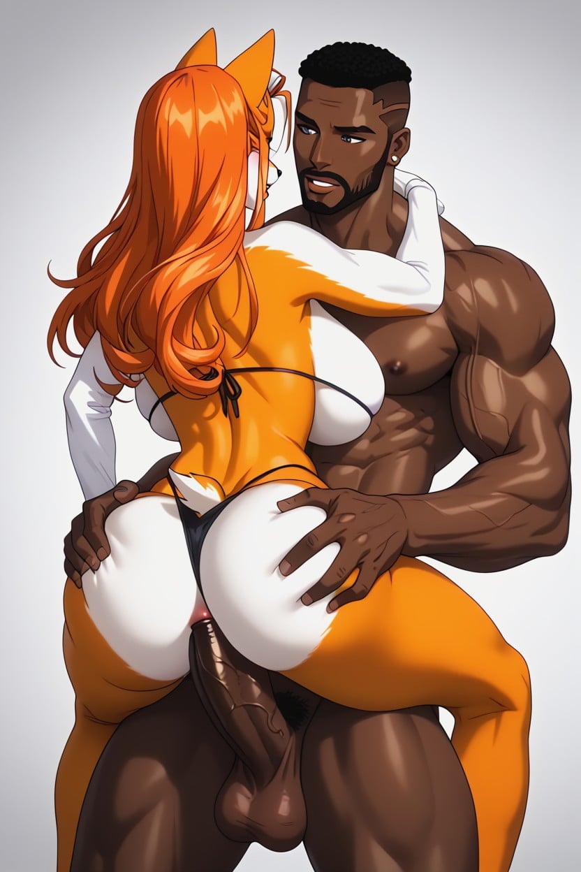 Classic Glossy Style, Chest Fur, Beautiful Orange Body Fur Shemale AI Porn
