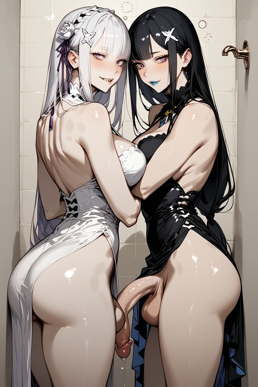 Long Silver Hair, Drunk, Kneeling Hentai AI Porn