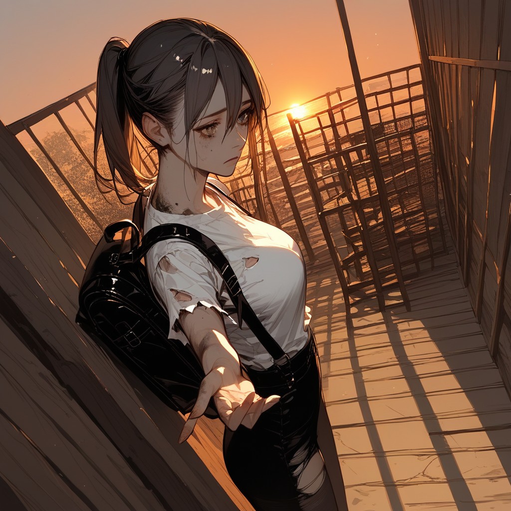 Standing, Backpack, White T Shirt Hentai AI Porn