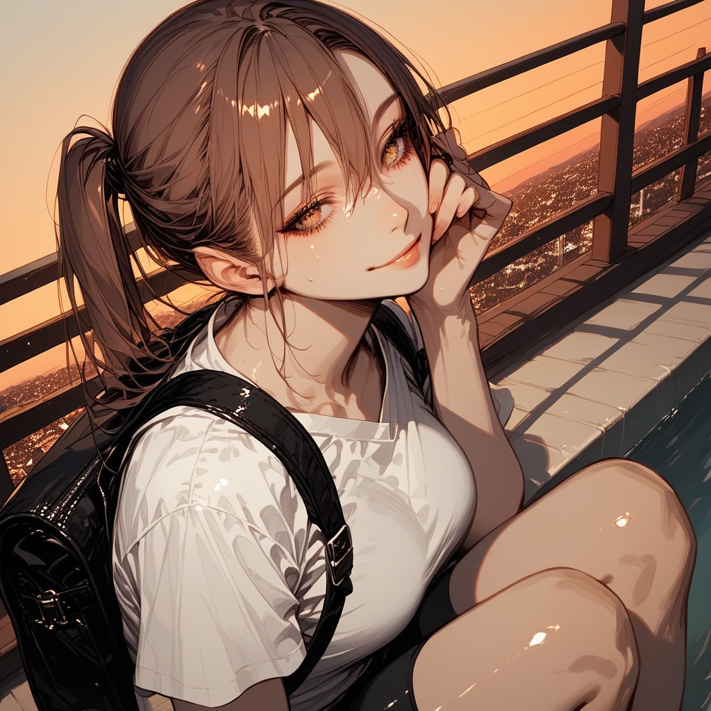 Detailed Face, Wide Angle, On Roof Top Hentai AI Porn