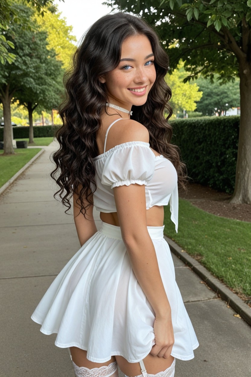 Wavy Hair, Standing, Black Hair AI Porn