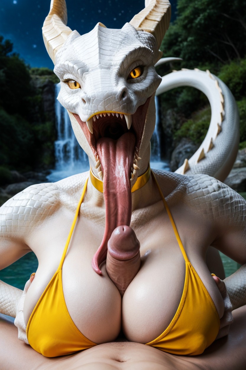Leaning Over, Long Neck, Black Sclera AI Porn