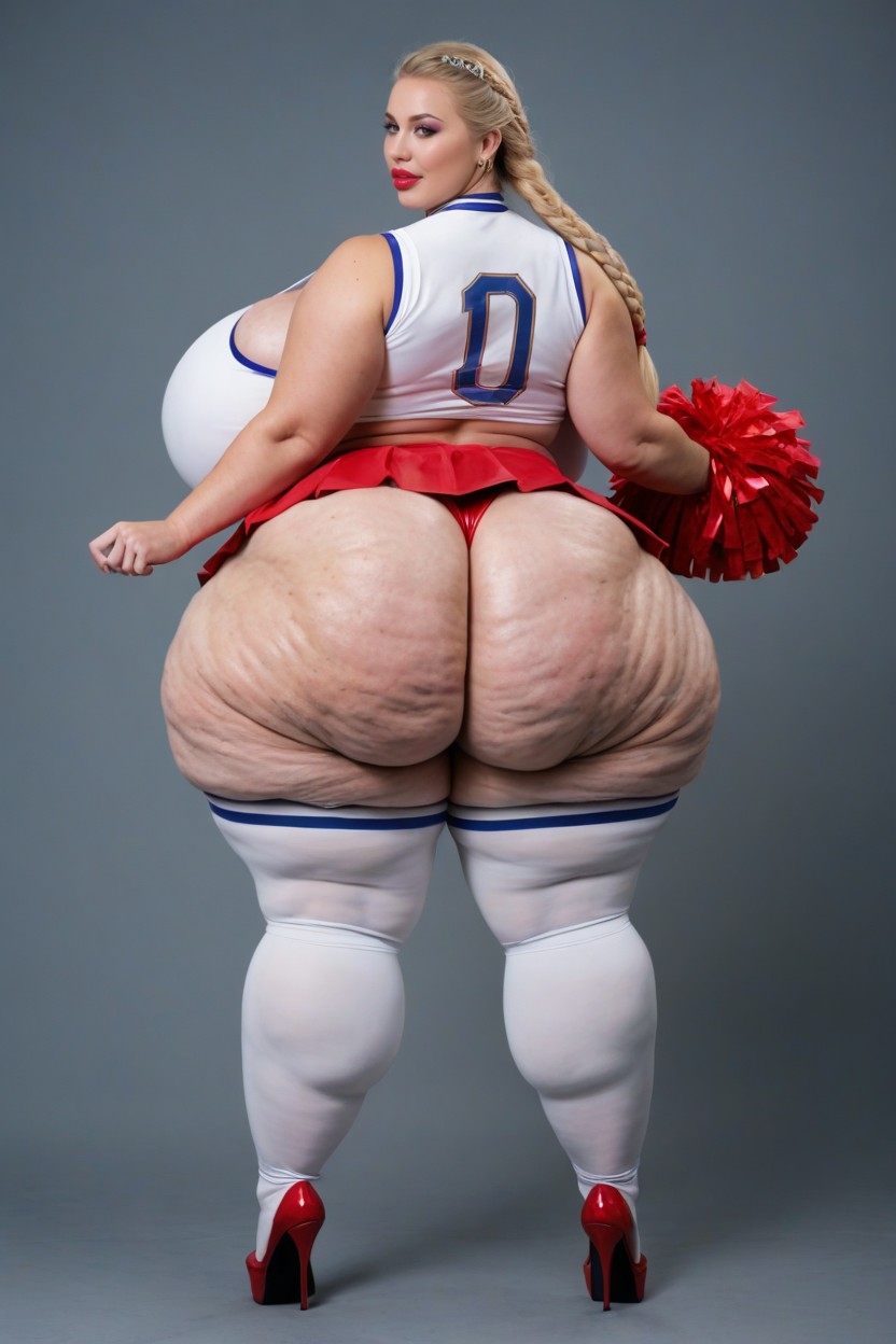 Cheer Leader Pom, Big Hips, Massive Ass BBW AI Porn