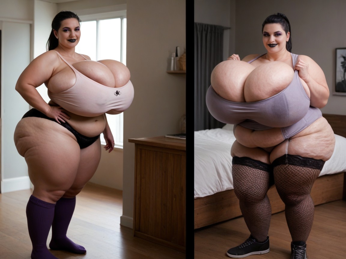 Smirk, Smug Expression, Black Lipstick BBW AI Porn