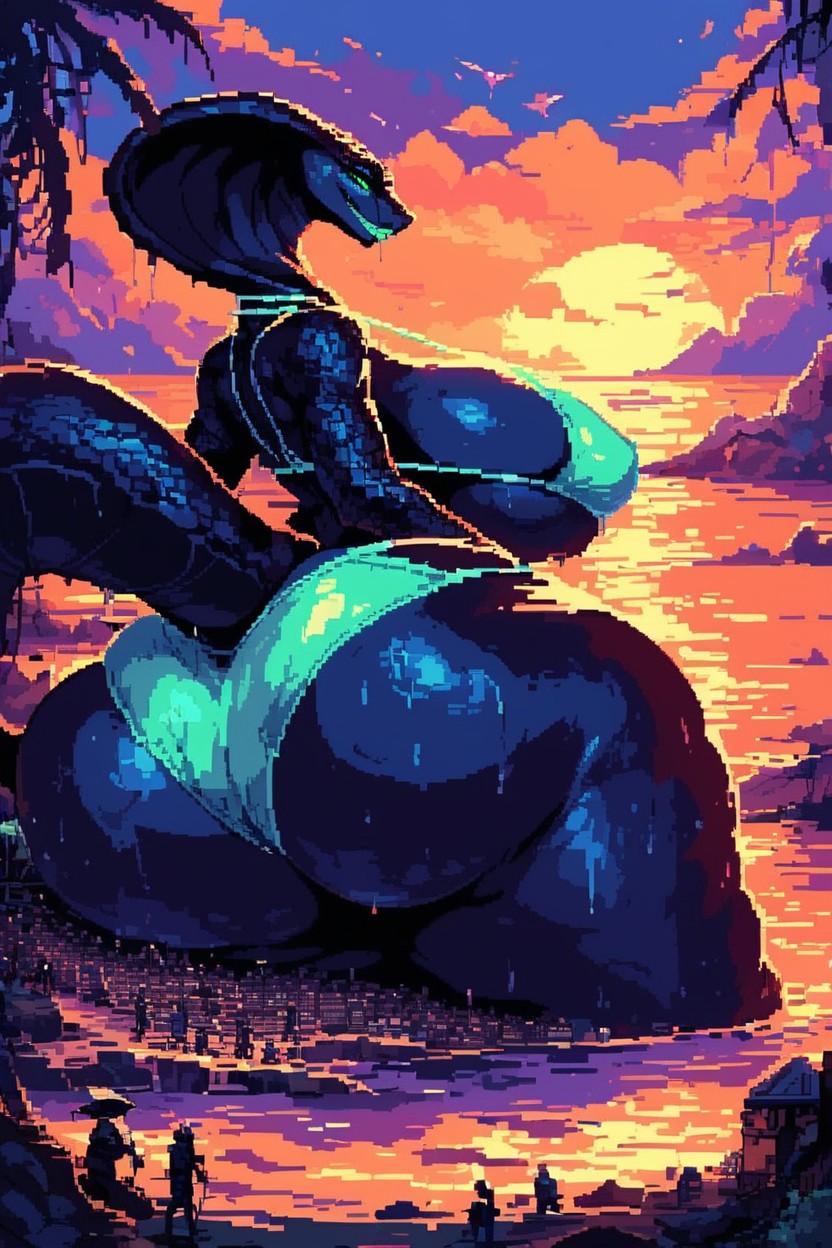 Beach, Hyper Fat Ass, Wet Furry AI Porn