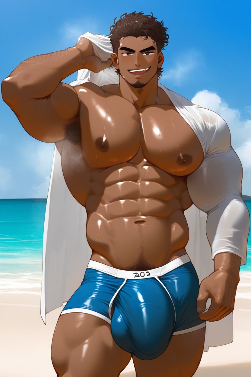 Big Bulge, Incredibly Smug, Muscular AI Gay Porn