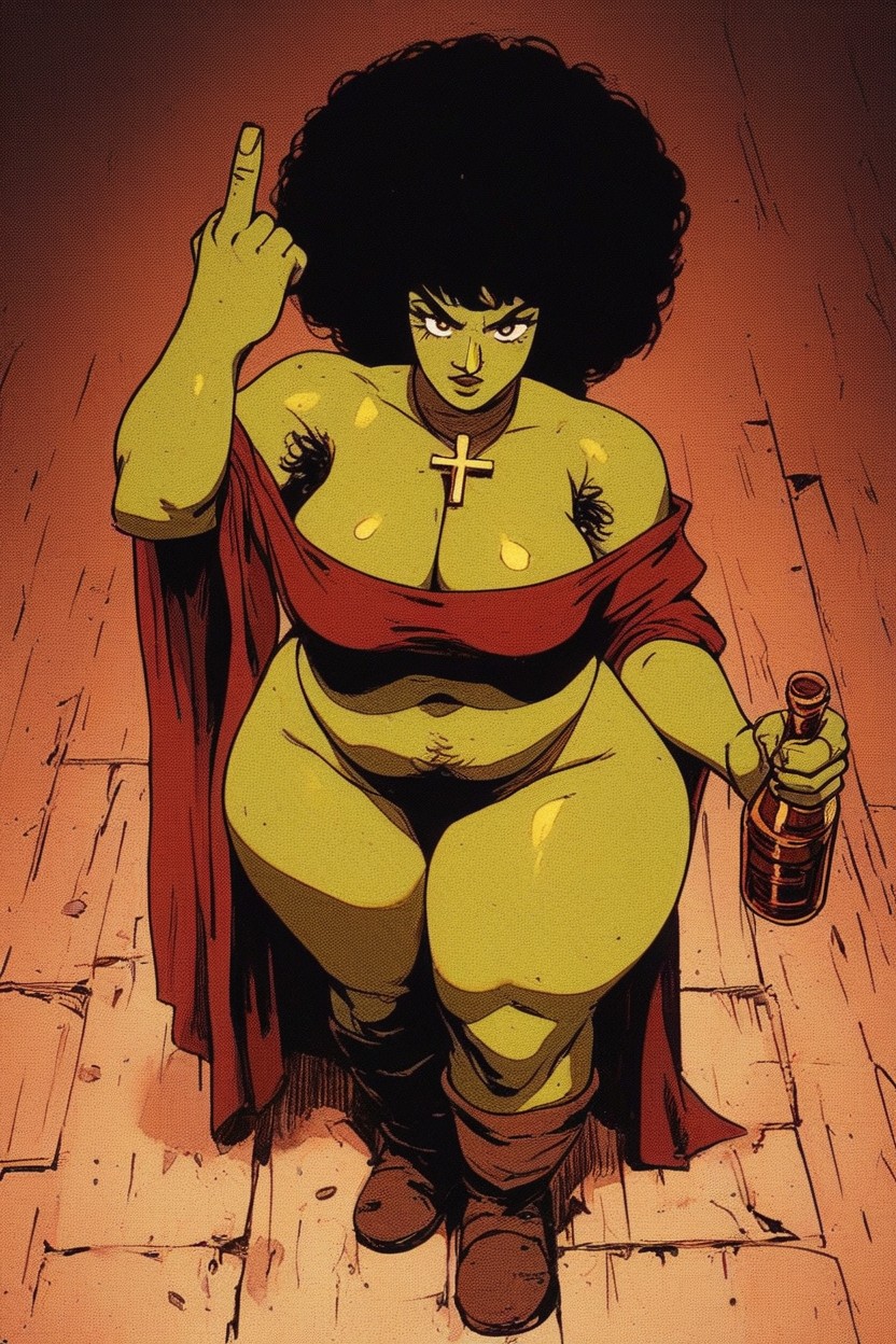 Medieval, Scantily Clad Fat Bodied Goblin Woman, Mid Action Pose BBW AI Porn