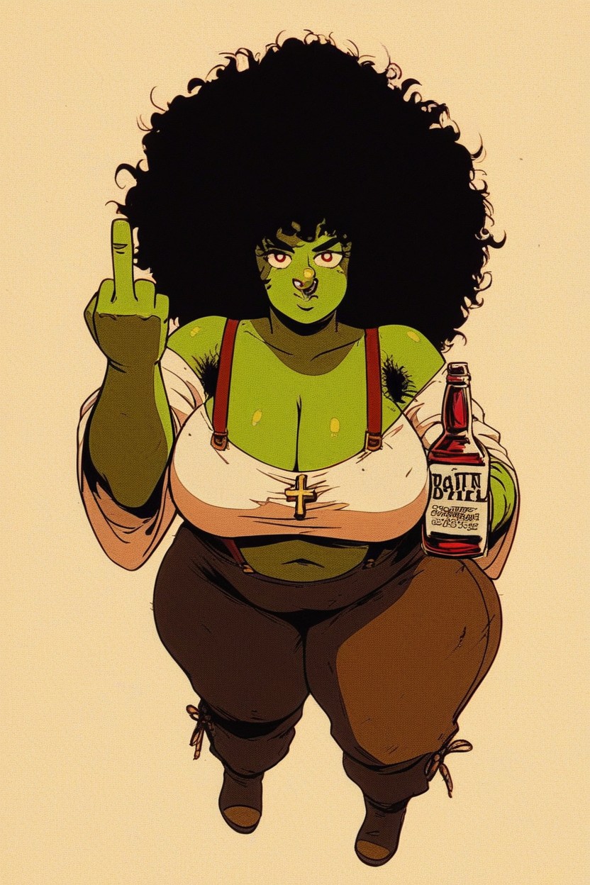 Luz Dura, Hombros Descubiertos, Scantily Clad Fat Bodied Goblin Woman Porno BBW IA