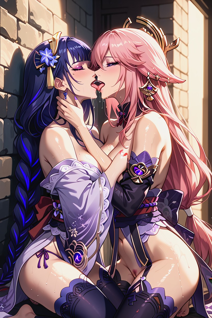 30+, Sweaty, Raiden Licking Yae Mikos Pussy Hentai AI Porn