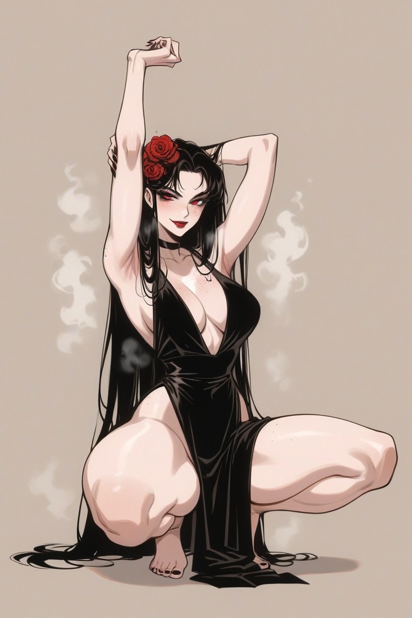Smirk, Brunette, Black Dress Hentai AI Porn