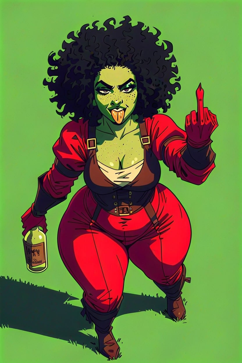 Tick Thighs, Black Hair, Goblin BBW AI Porn