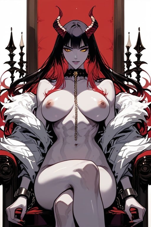 Spike Chained Choker, Wide Hips, Royal Golden Jewelry Hentai AI Porn