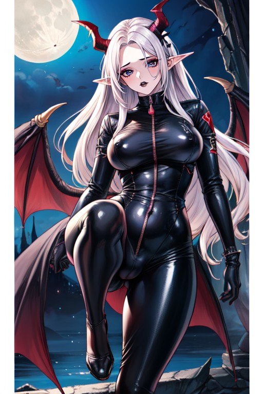 Showing Belly, Dark Lipstick, Night AI Porn