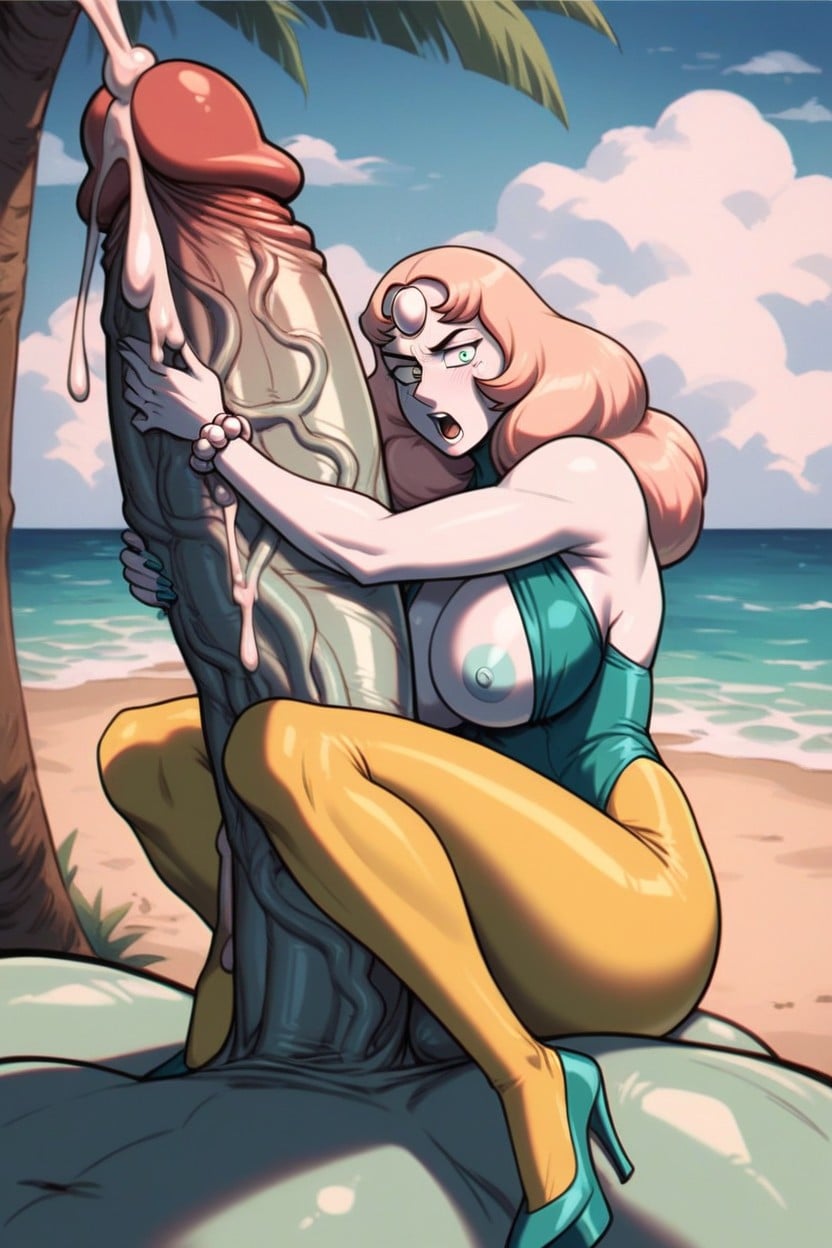 Close Up View Of The Pearl, Pearl And A Giant Monster Creature Man, Comic Panel AI Porn
