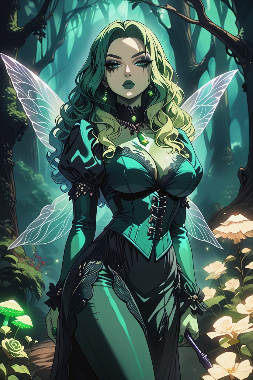 Green Eyes, 18+, Exuding Mischievous Elegance And Arcane Charm Hentai AI Porn