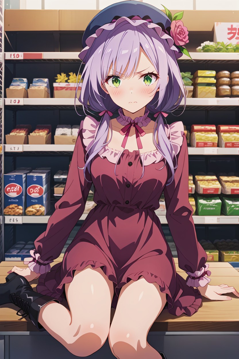 Single Person, Wrinkled Dress, Green Eyes AI Porn