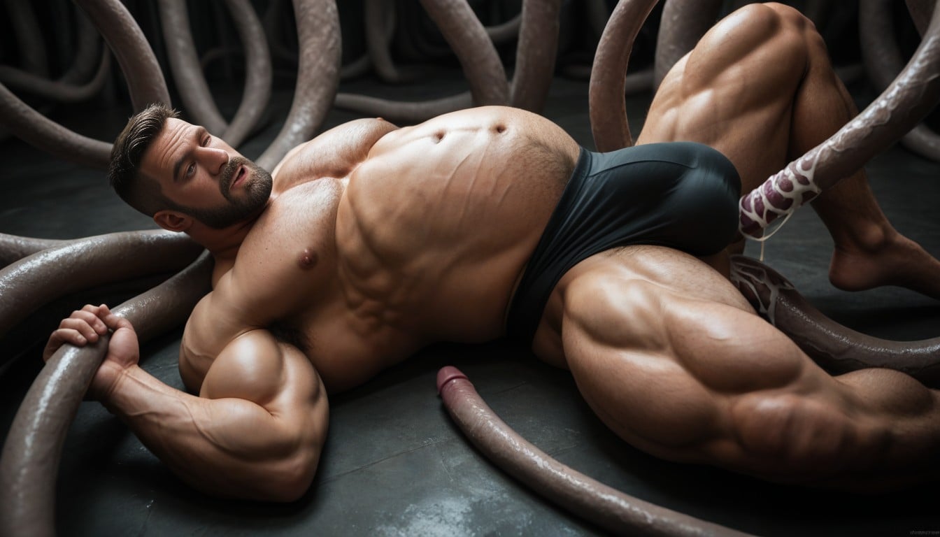 Muscular Stomach Deformation, Deep Breath, Tube Holding Bulbs Inside Porno IA Gay