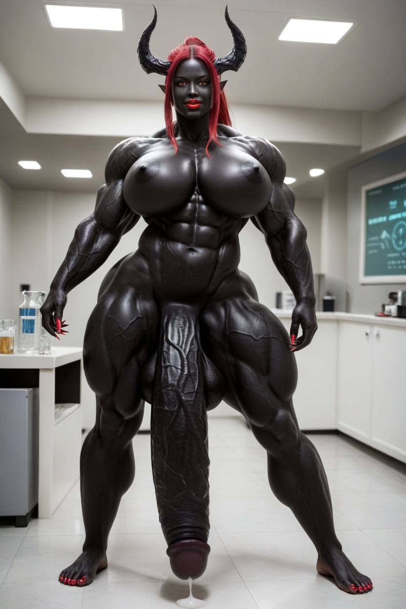 Gigantic Flaccid Black Cock, Vagina, Black Skin Shemale AI Porn