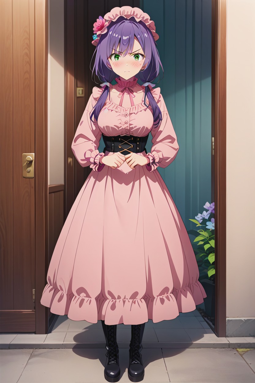Purple Hair, Frilled Cuffs, Single Person AI Porn