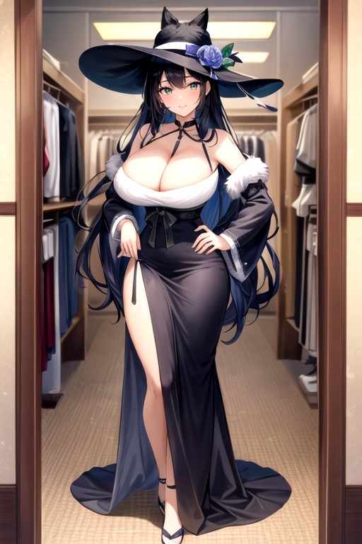 Bangs, Cleavage, Detached Sleeves AI Porn