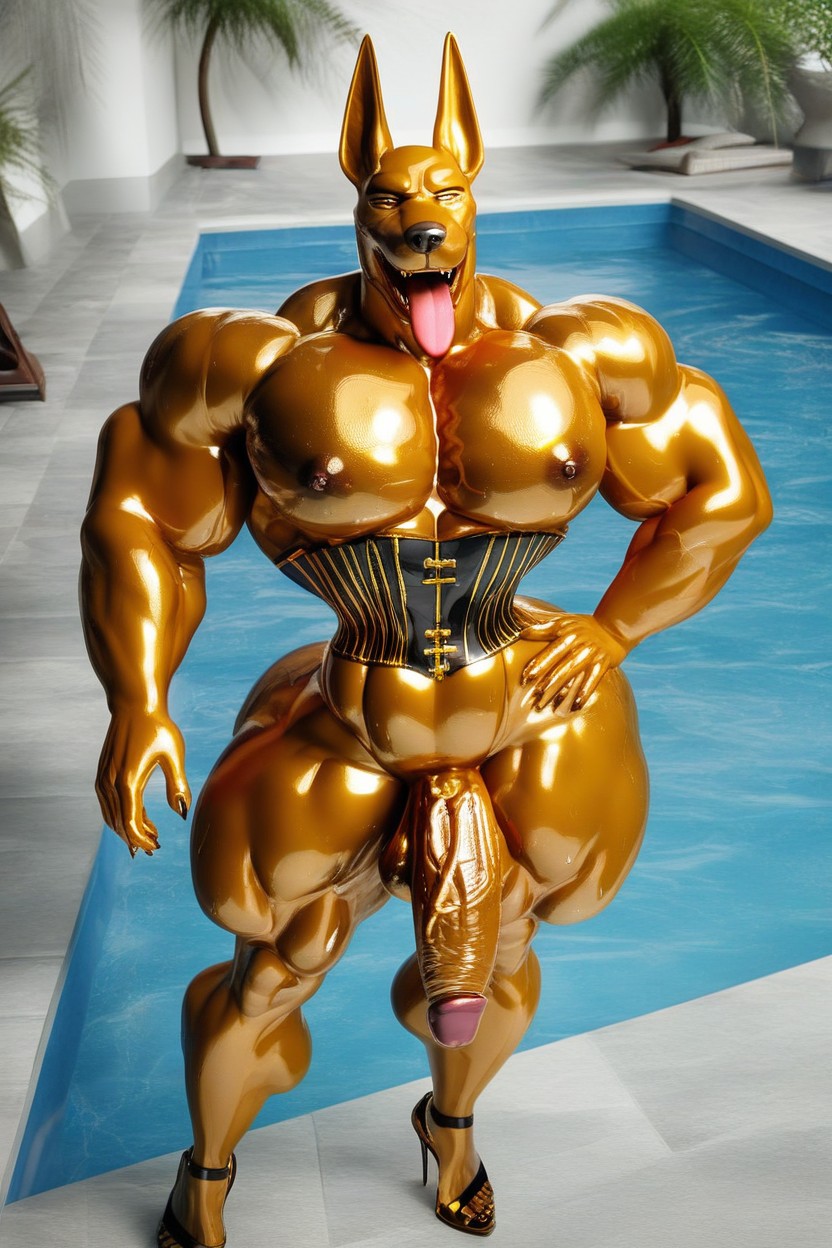 Gay, Latex, Muscular Pornografia peluda com IA