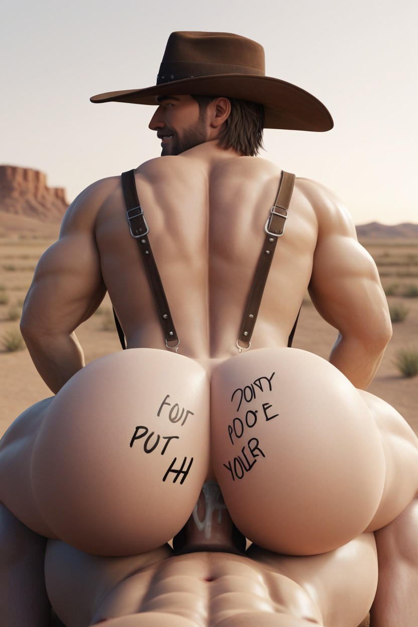 Vue Arrière, Body Writing, Dominant Bottom Porno IA Gay