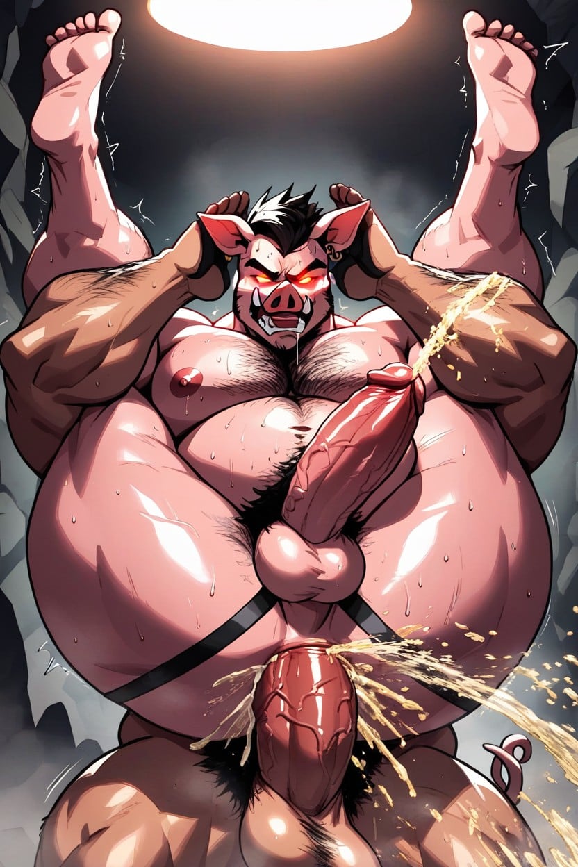 Drooling, Pig, Holding Cock Furry AI Porn
