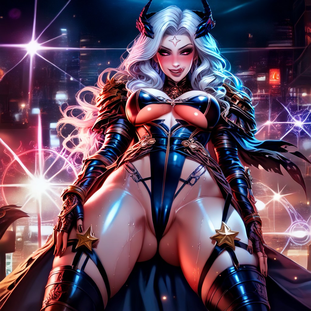 Body Arched Provocatively, Exposed Cleavage And Underboob, Sweaty Glossy Skin Hentai AI Porn