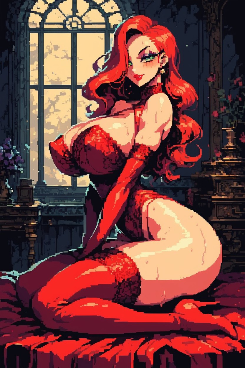 Red Stockings, Tight Body, Ultra High Details AI Porn