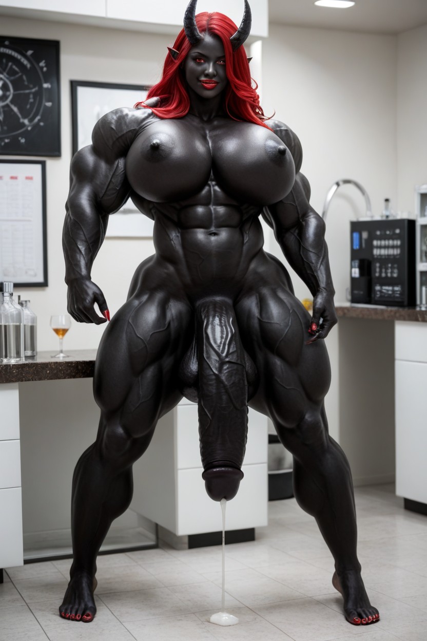 Ultra Muscular, Exaggerated Big Butt, Thick Thighs Shemale AI Porn