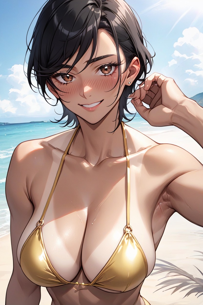 25+, Tan Line, Black Hair Hentai AI Porn