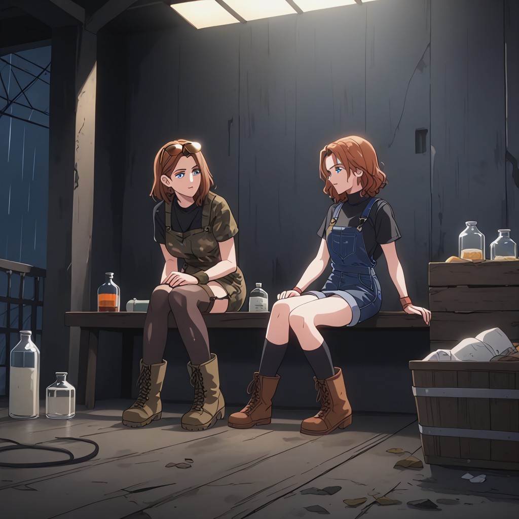 Brunette, Rusty Flagon, Woman Facing Each Other Hentai AI Porn