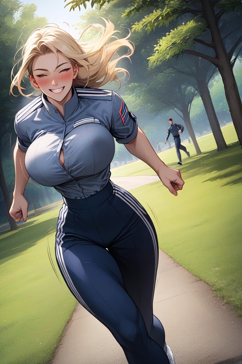 Perfect Body, Navy Tracksuit, Rounded Ass Hentai AI Porn