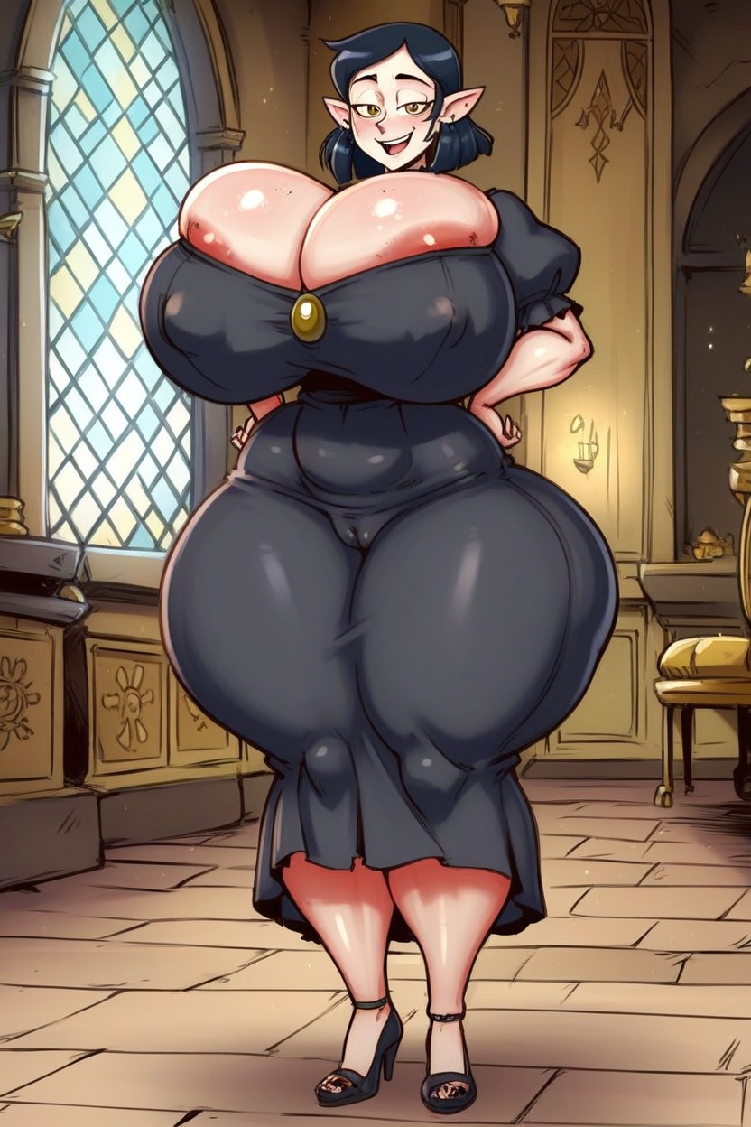 Long Sleeved Dark Gray Dress, Hdr, Lilith From The Owl House AI Porn