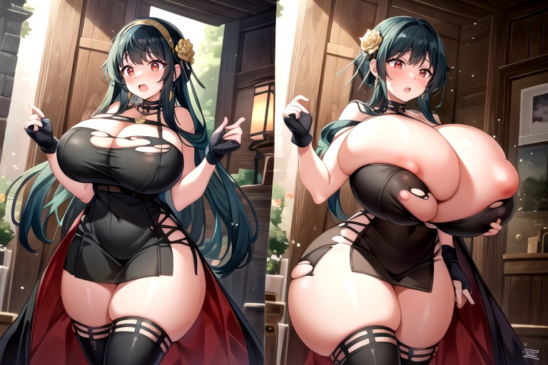 Fat Gothic, The Most Mega Ultra Hyper Enlarging Ultra Fat Breasts Expansion, Thick Lines Hentai AI Porn