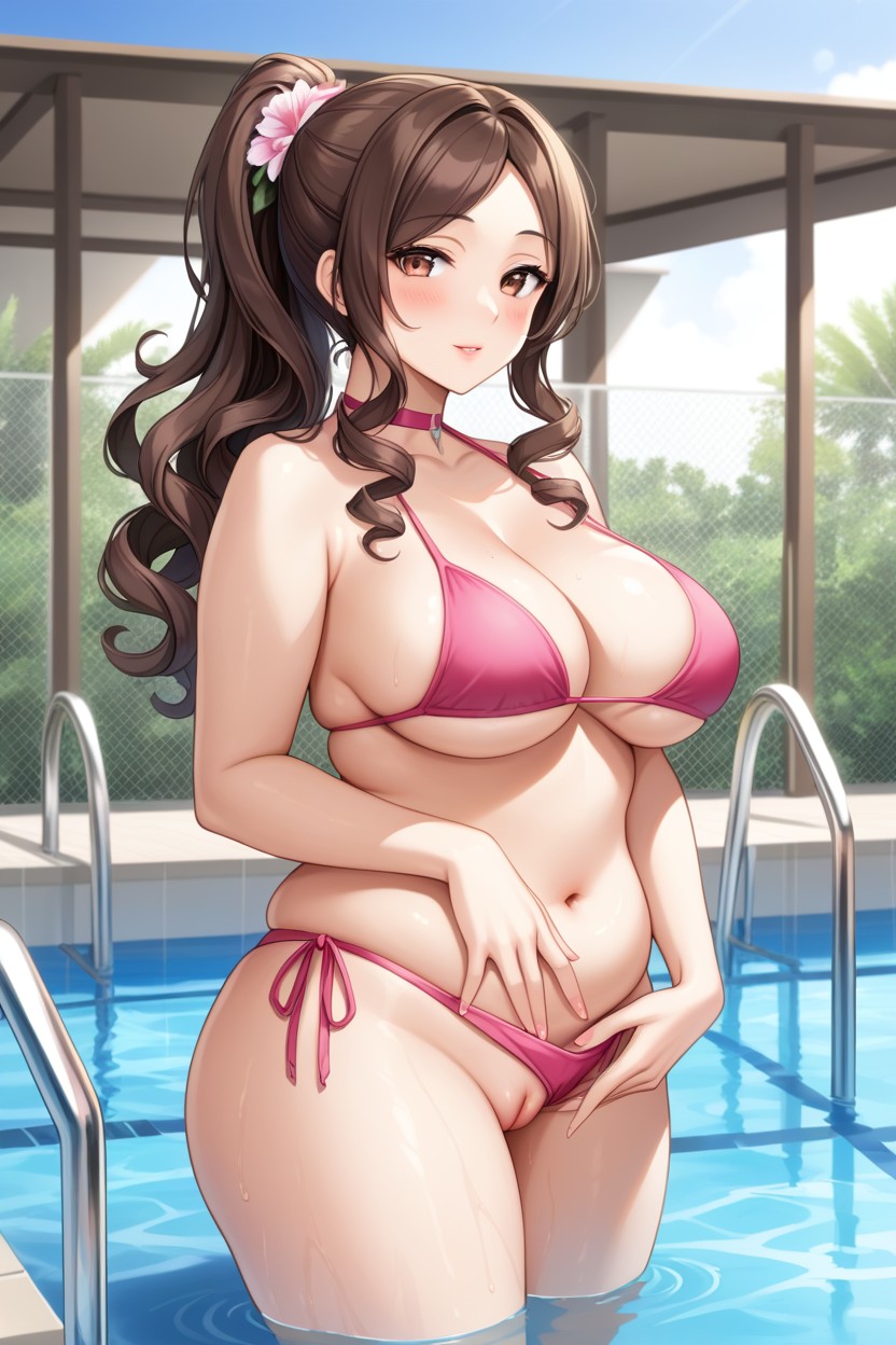 Mini Skirt, Big Thigh, Swimming In The Water Hentai AI Porn