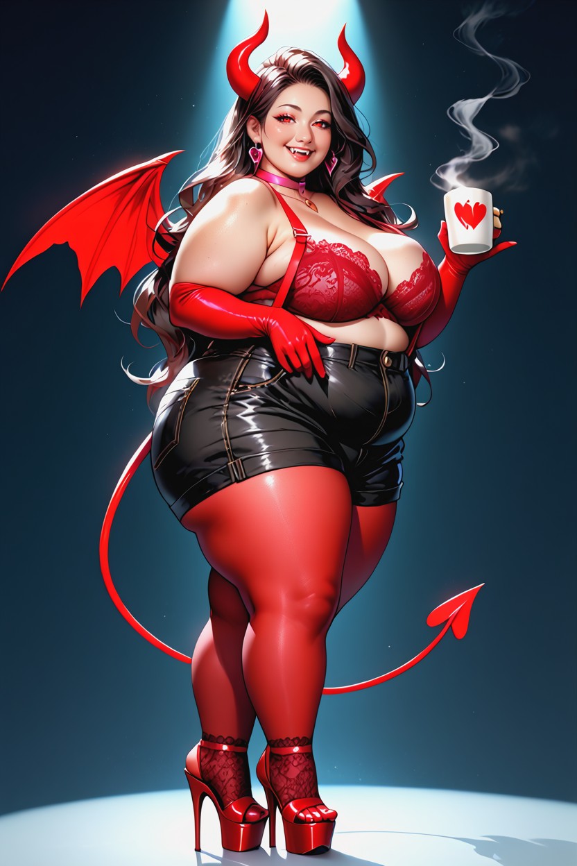 Tall, Bbw, Red Devil Horns BBW AI Porn