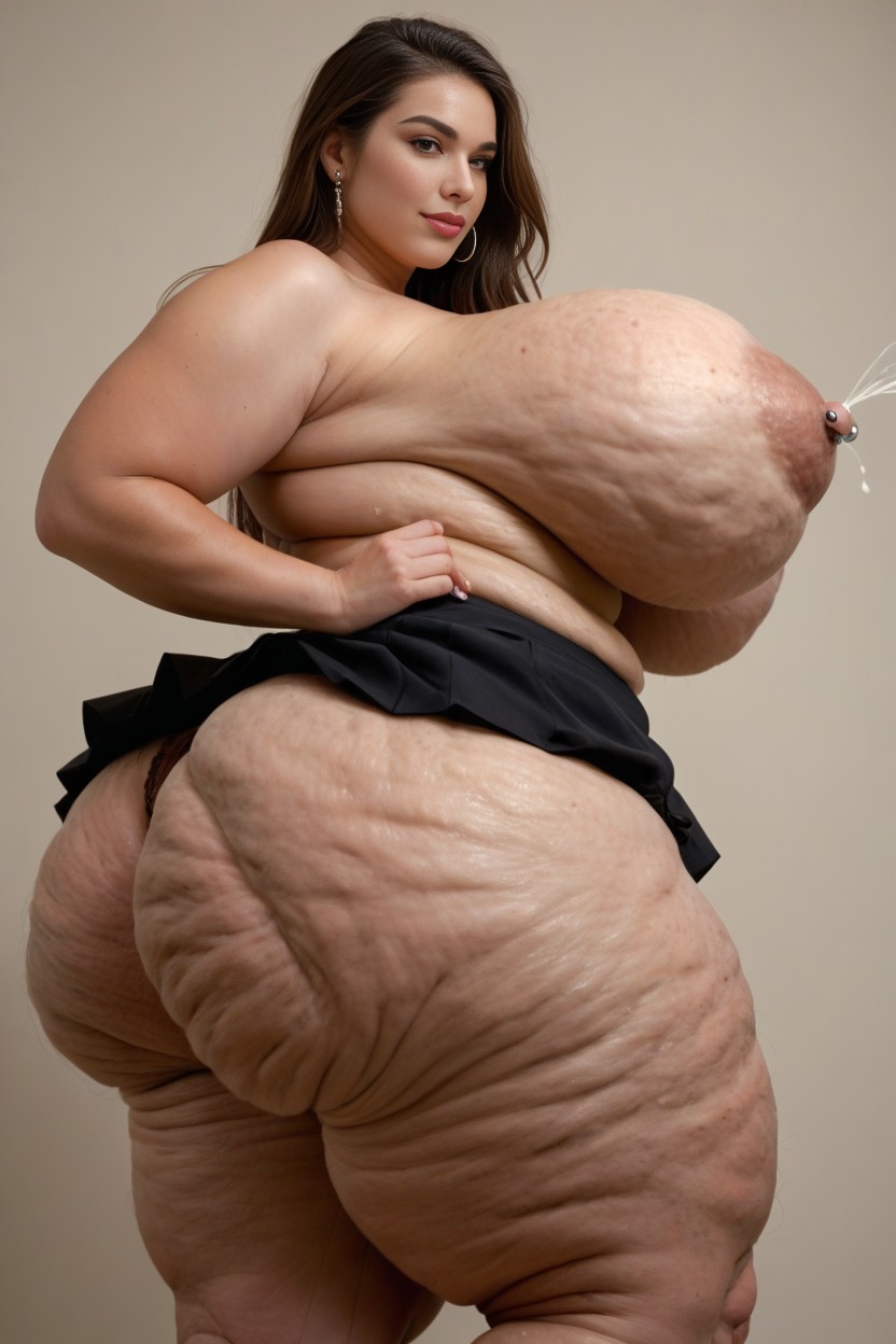 Side View, Colossal Breast, Cellulite On Nipples BBW AI Porn