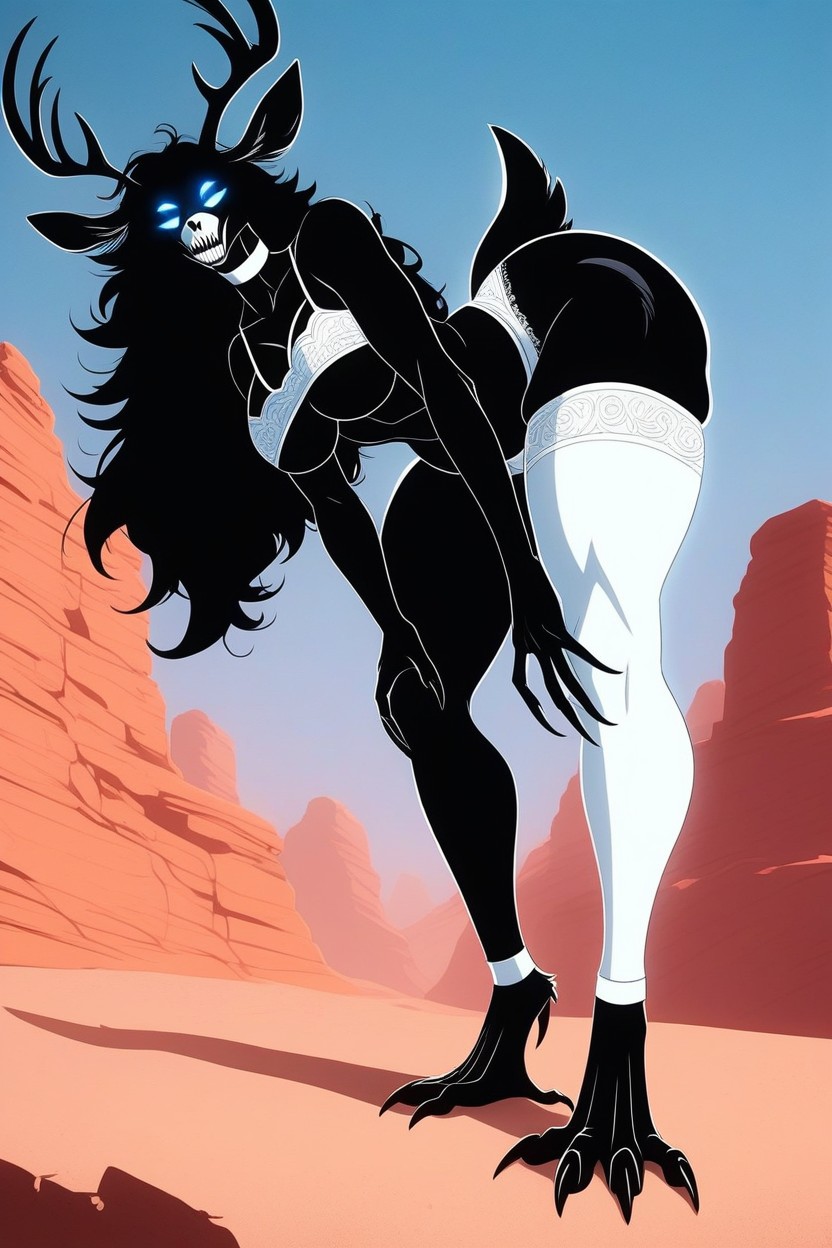 Thick Thighs, Skull, Extra Long Arms Furry AI Porn