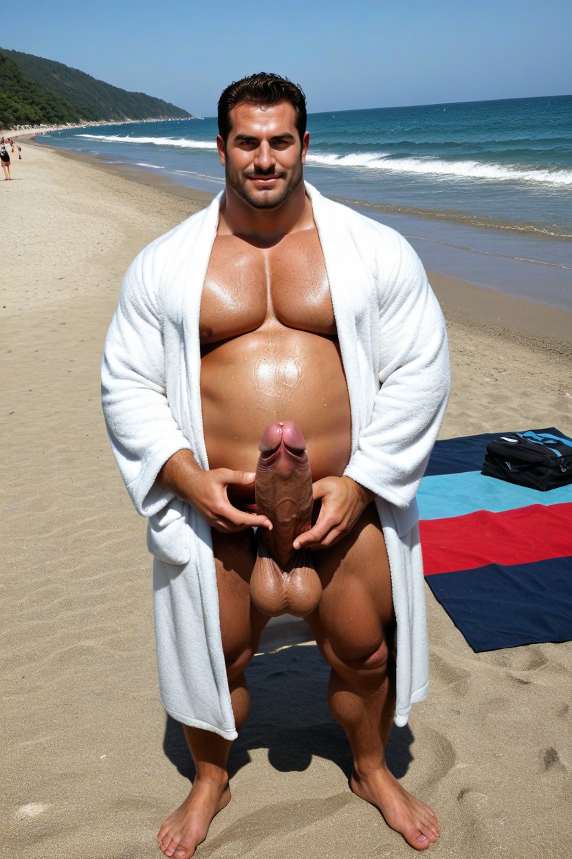 Barefoot, Side View, Sea Water AI Gay Porn