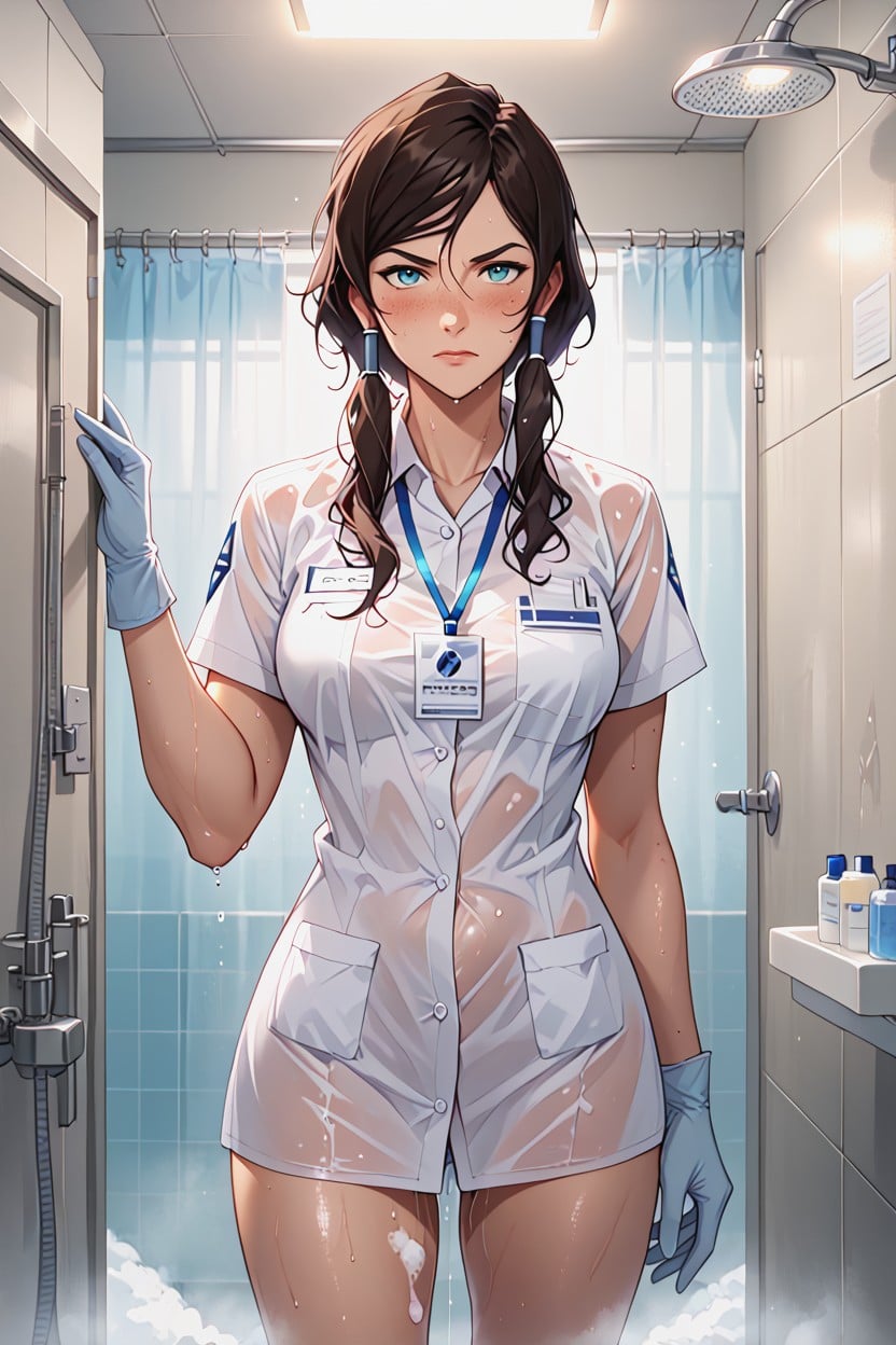 Oiled Skin, Colorful Line Art Style, Freckles Hentai AI Porn