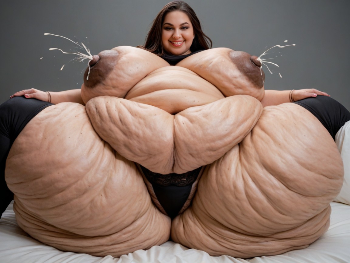 Cellulite On Thighs, Extreme Detailed Cellulite On Belly, Hyper Fat Belly Hanging To Knees AI Porn