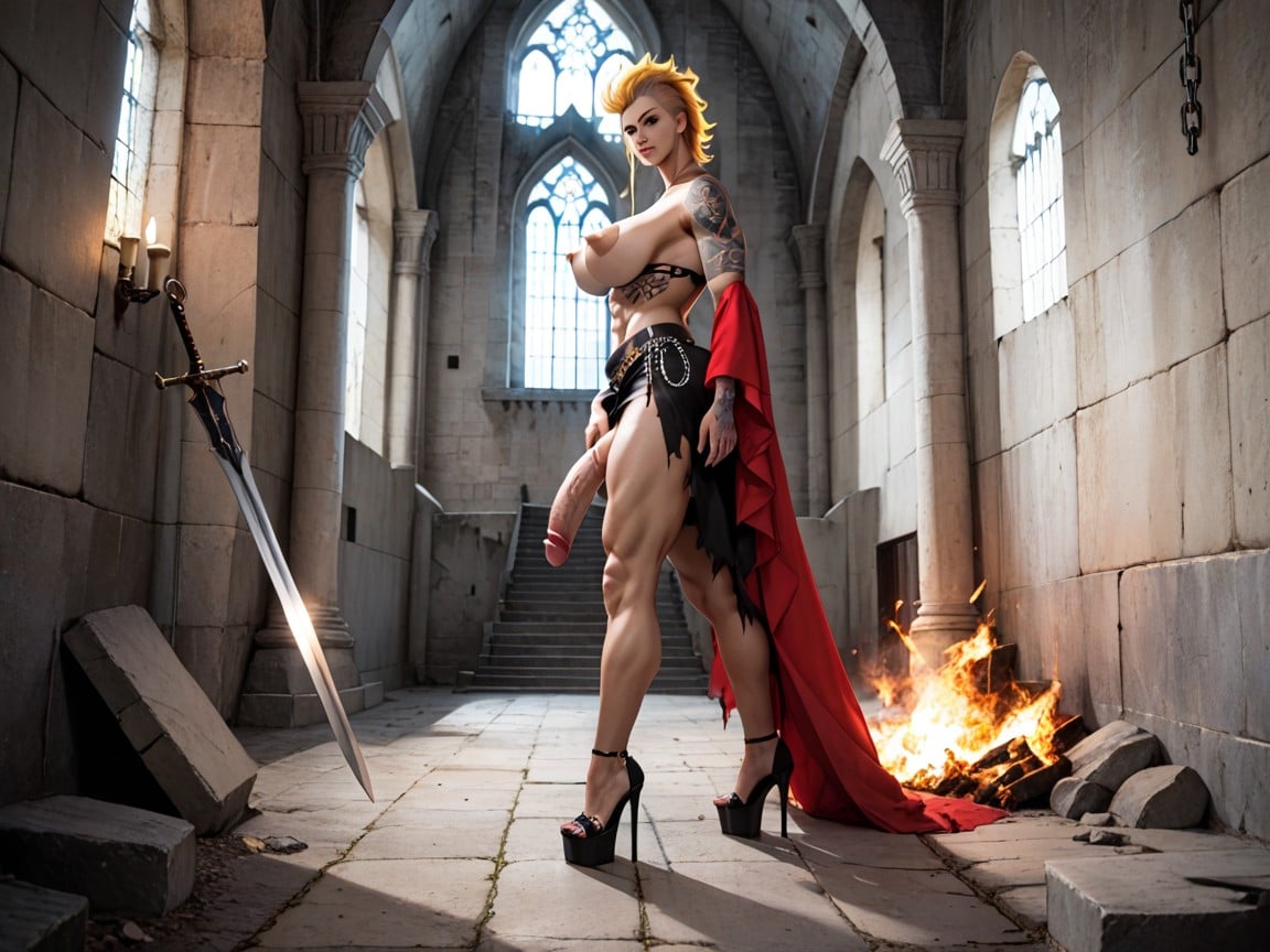 Armor, 18+, Old Destroyed Castle Shemale AI Porn