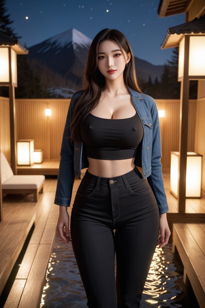 Barely Smile, Sexy Body, Soft Lighting アジアのAIポルノ