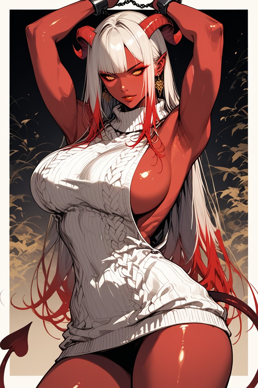 Large Breasts, Devil, Model Body Pose Hentai AI Porn