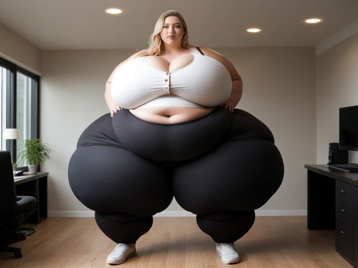 Office Pants Tearing From Fat, Gigantic Massive Ass, Sleeveless T-shirt AI Porn